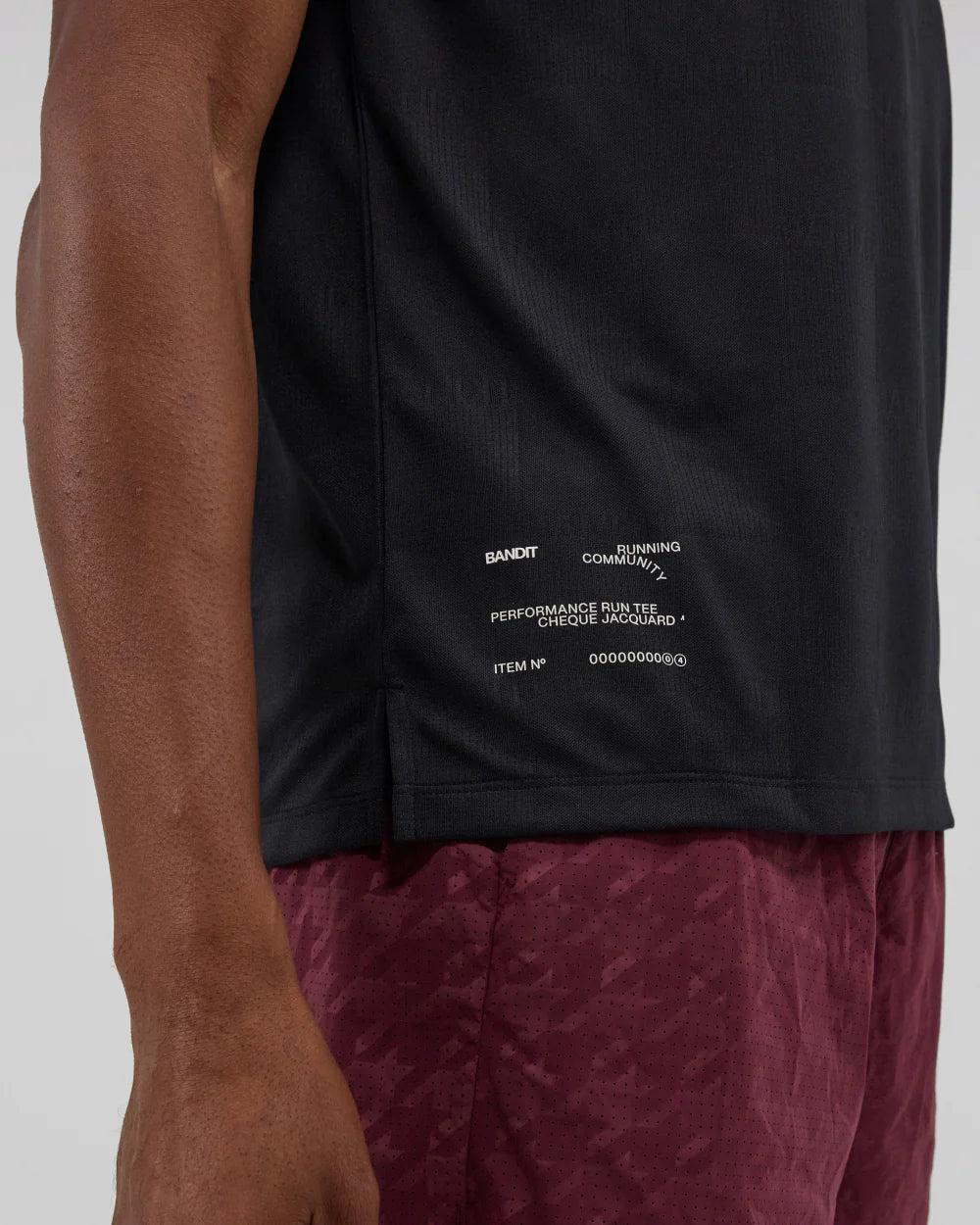 Bandit Cheque Jacquard Short Sleeve Tee - Unisex, Black