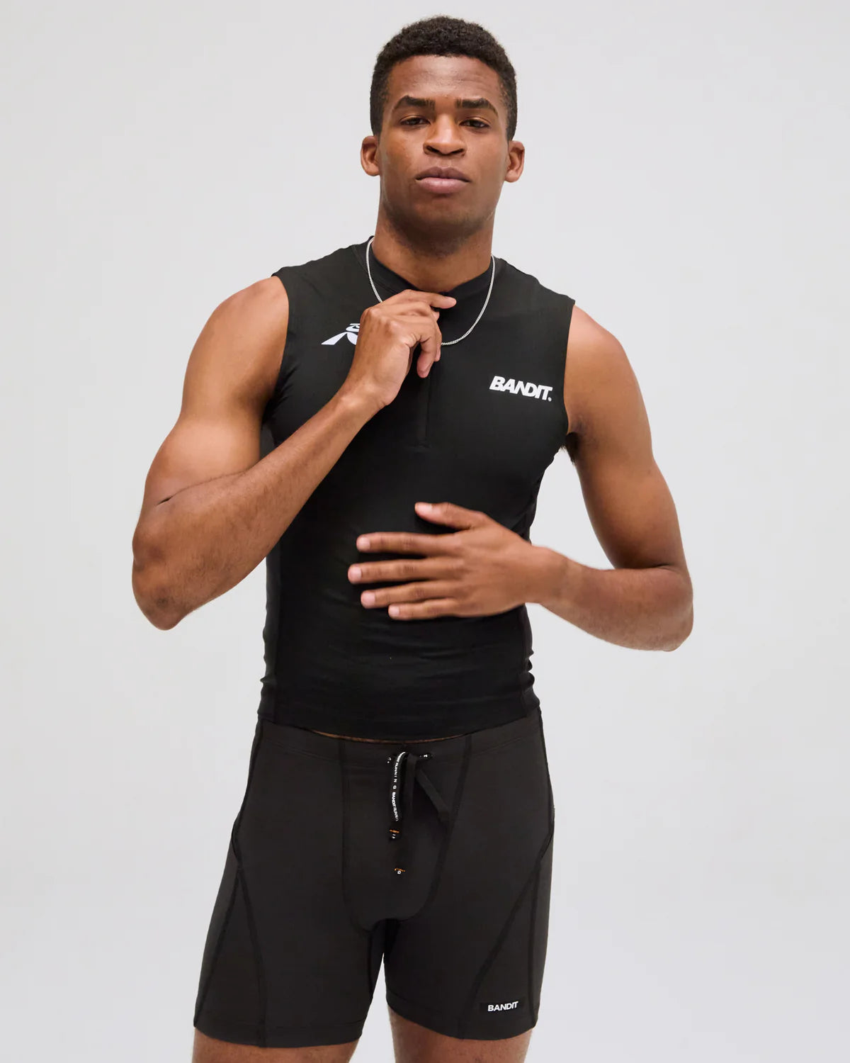 Ares™ Sleeveless Quarter Zip Distance Tank - Black